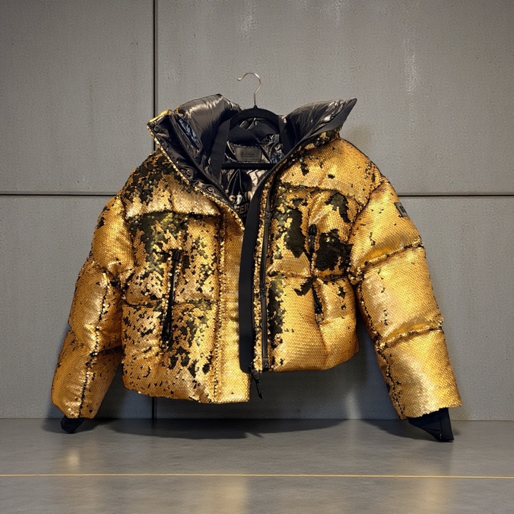 RUDSAK LIMITED EDITION LAWRENCE ARMY Gold/Green Sequin Women's Jacket Med - Picture 3 of 16